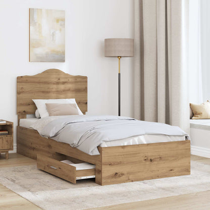 Bed Frame with Drawer Artisan Oak 90 x 200 cm Engineered Wood