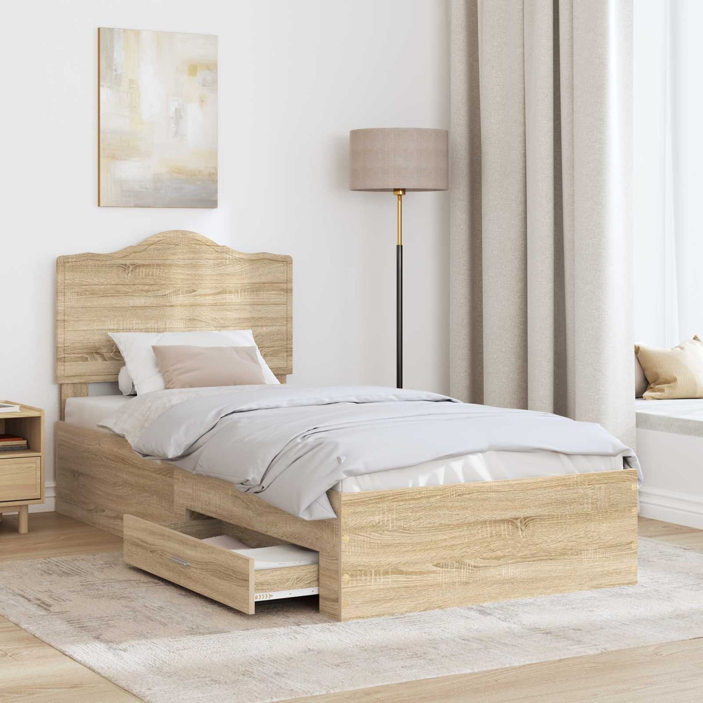 Bed Frame with Headboard Sonoma Oak 90 x 190 cm Engineered Wood