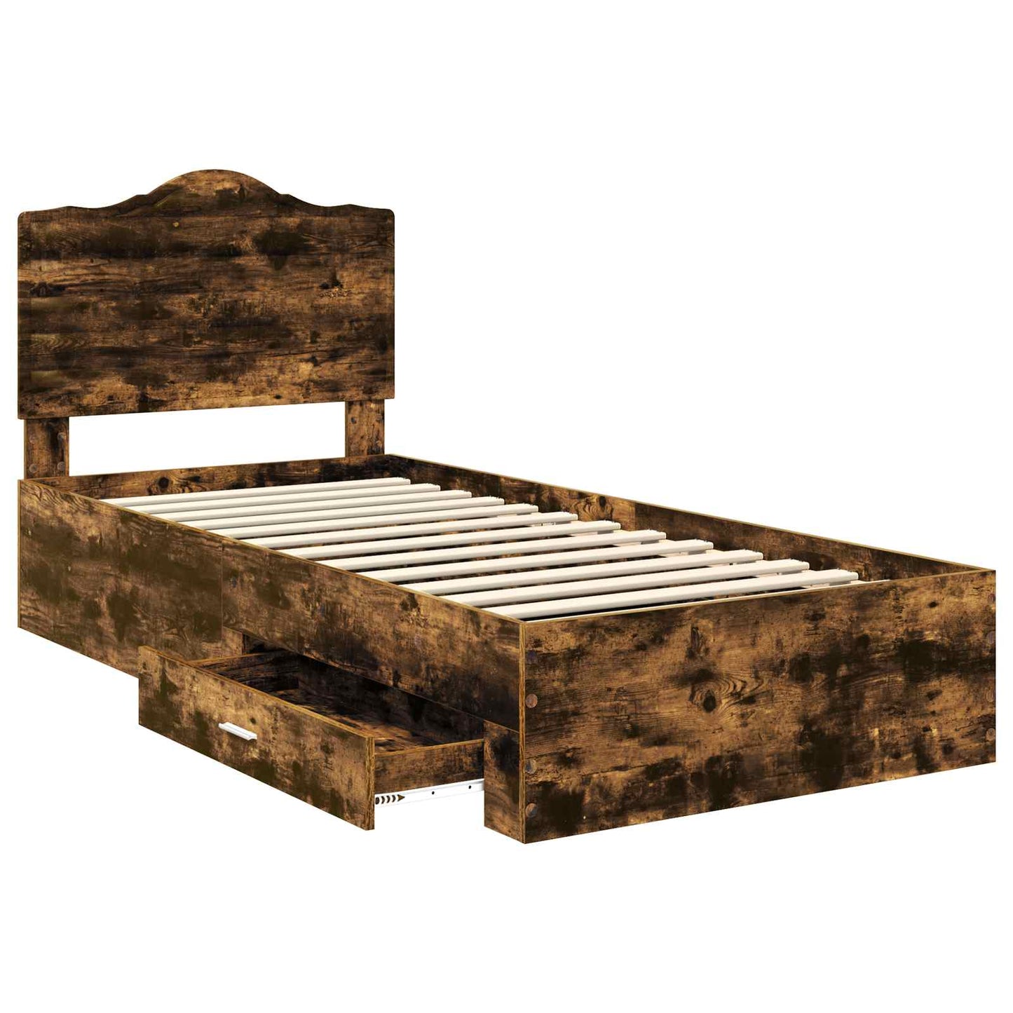 Bed Frame with Headboard Smoked Oak 90 x 190 cm Engineered Wood