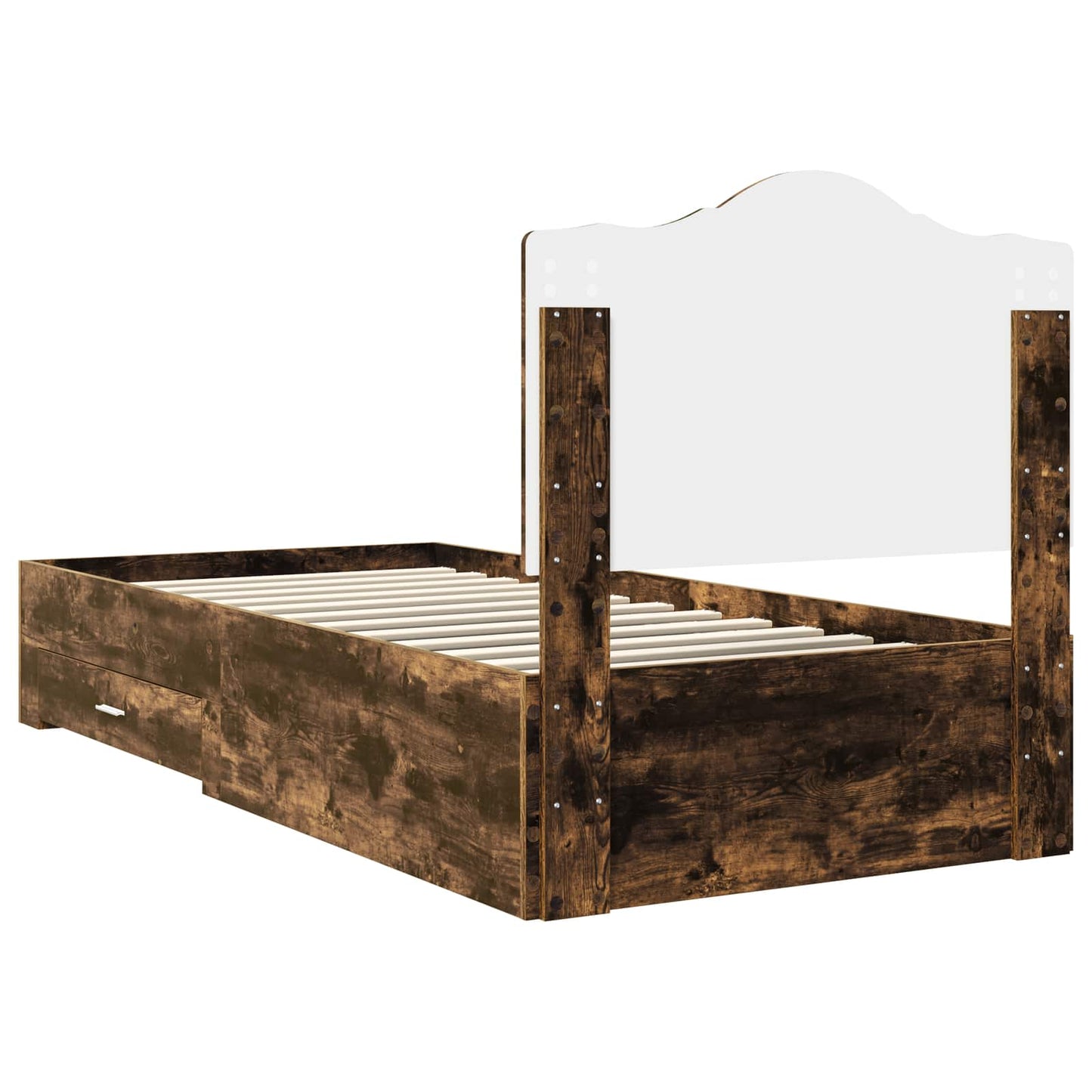 Bed Frame with Headboard Smoked Oak 90 x 190 cm Engineered Wood