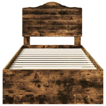 Bed Frame with Headboard Smoked Oak 90 x 190 cm Engineered Wood