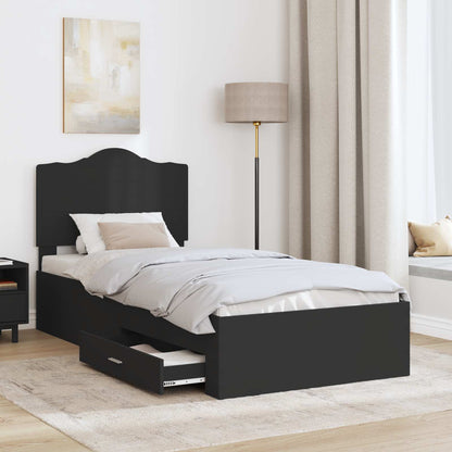 Bed Frame with Headboard Black 70 x 190 cm Engineered Wood