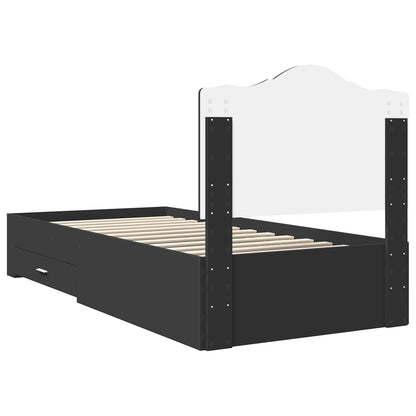 Bed Frame with Headboard Black 70 x 190 cm Engineered Wood