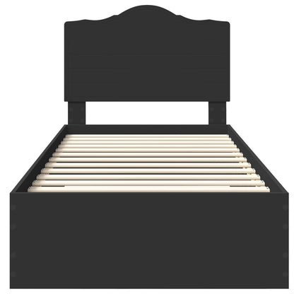 Bed Frame with Headboard Black 70 x 190 cm Engineered Wood