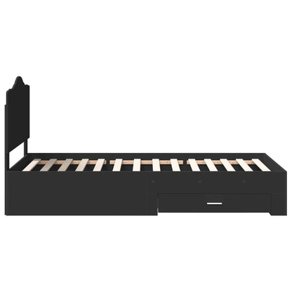 Bed Frame with Headboard Black 70 x 190 cm Engineered Wood