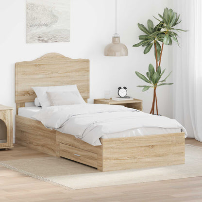 Bed Frame with Headboard Sonoma Oak 70 x 190 cm Engineered Wood