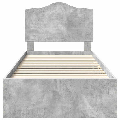 Bed Frame with Drawer Concrete Grey 70 x 190 cm Engineered Wood