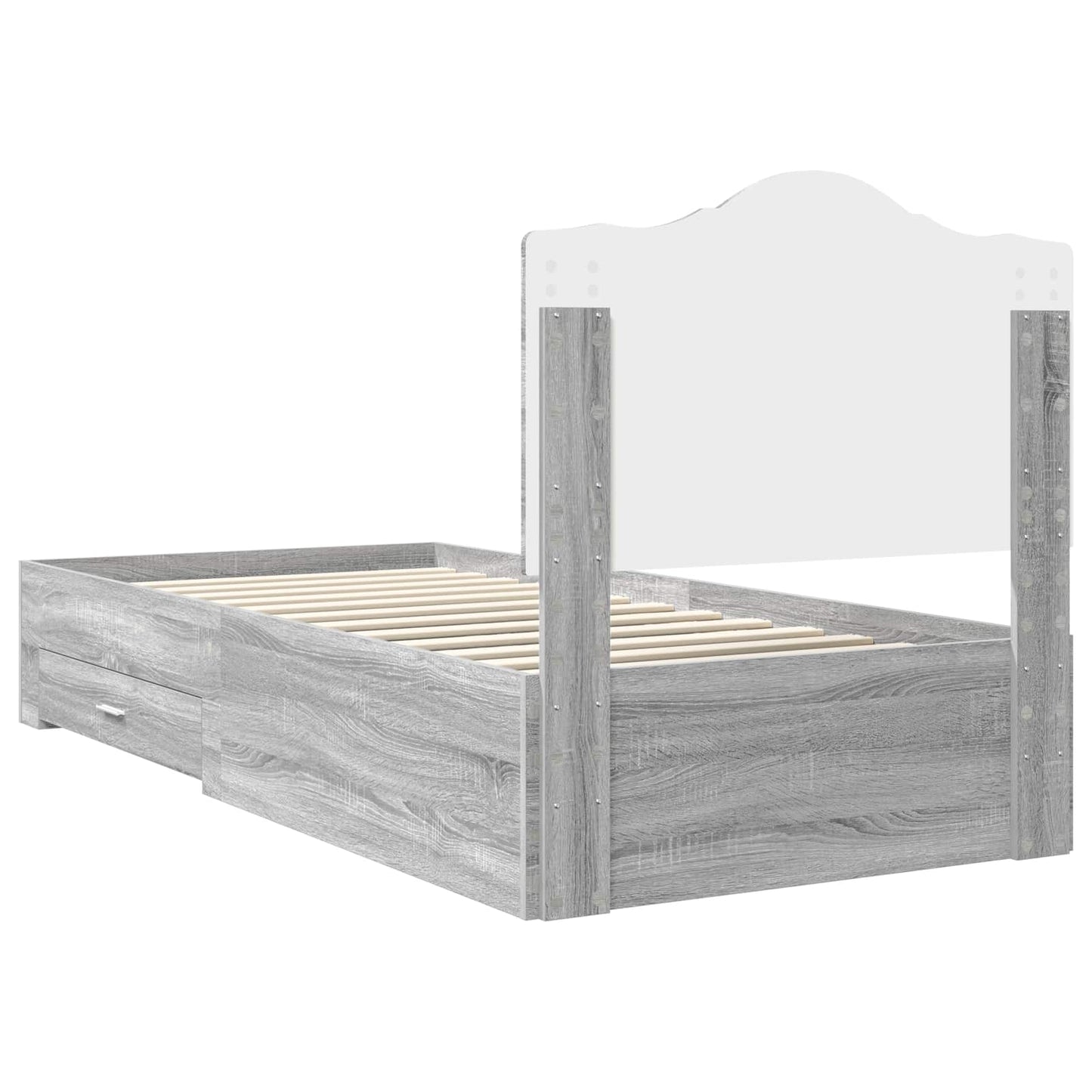 Bed Frame with Drawer Grey Sonoma 75 x 190 cm Engineered Wood