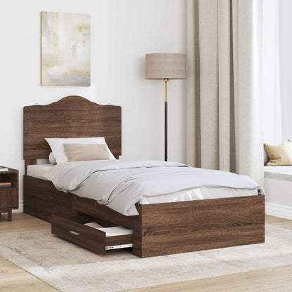 Bed Frame with Headboard Brown Oak 70 x 190 cm Engineered Wood