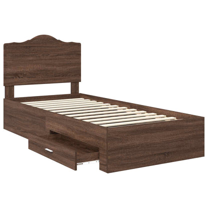 Bed Frame with Headboard Brown Oak 70 x 190 cm Engineered Wood