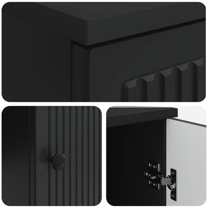 Desk Black Engineered Wood 142.5 x 50 x 75 cm