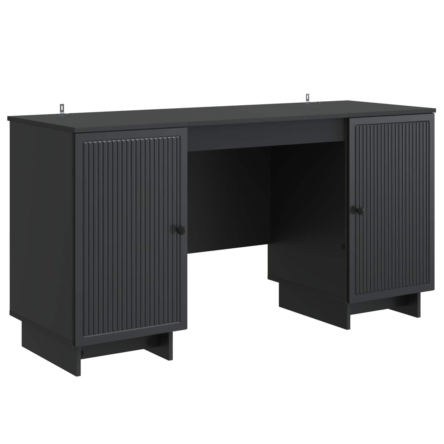 Desk Black Engineered Wood 142.5 x 50 x 75 cm