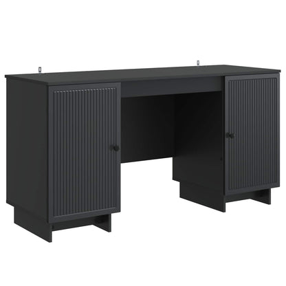 Desk Black Engineered Wood 142.5 x 50 x 75 cm