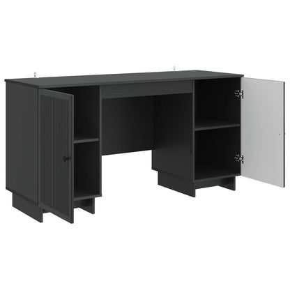 Desk Black Engineered Wood 142.5 x 50 x 75 cm