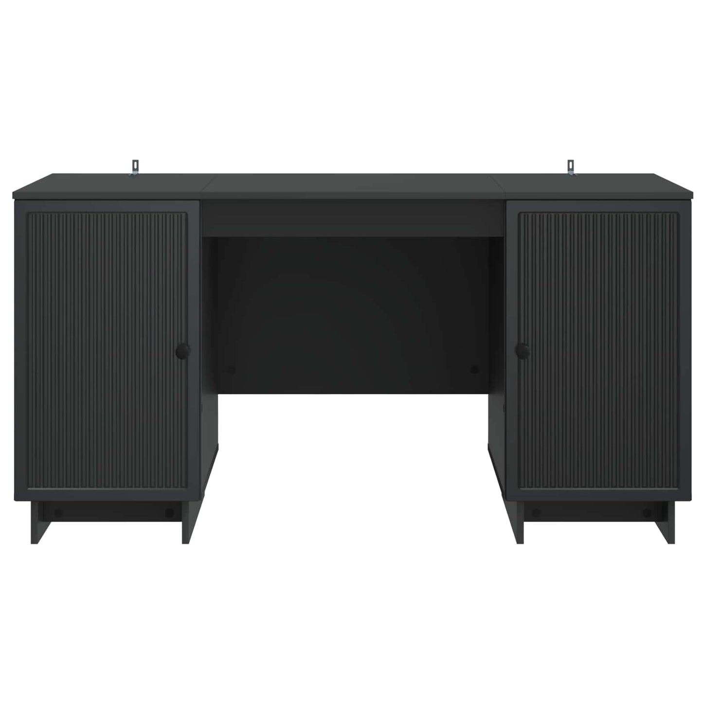 Desk Black Engineered Wood 142.5 x 50 x 75 cm