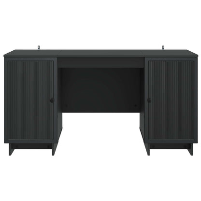 Desk Black Engineered Wood 142.5 x 50 x 75 cm