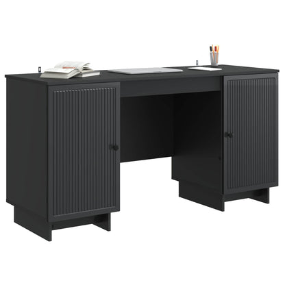 Desk Black Engineered Wood 142.5 x 50 x 75 cm