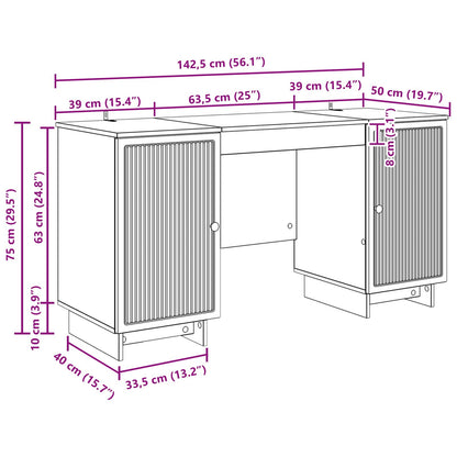 Desk Concrete Grey Engineered Wood 142.5 x 50 x 75 cm