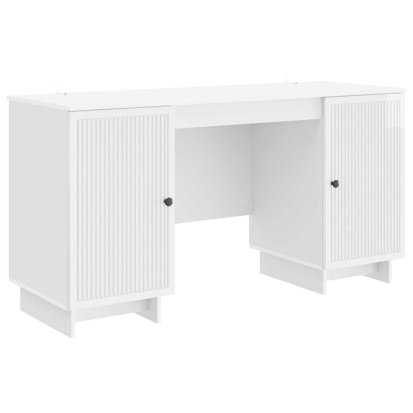 Desk High Gloss White Engineered Wood 142.5 x 50 x 75 cm