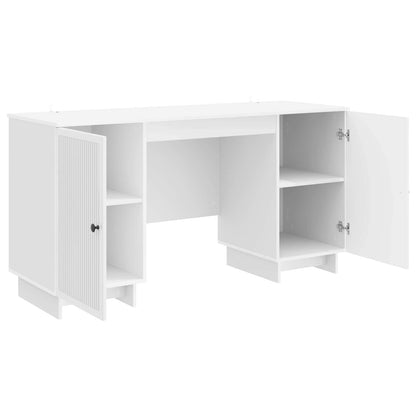 Desk High Gloss White Engineered Wood 142.5 x 50 x 75 cm