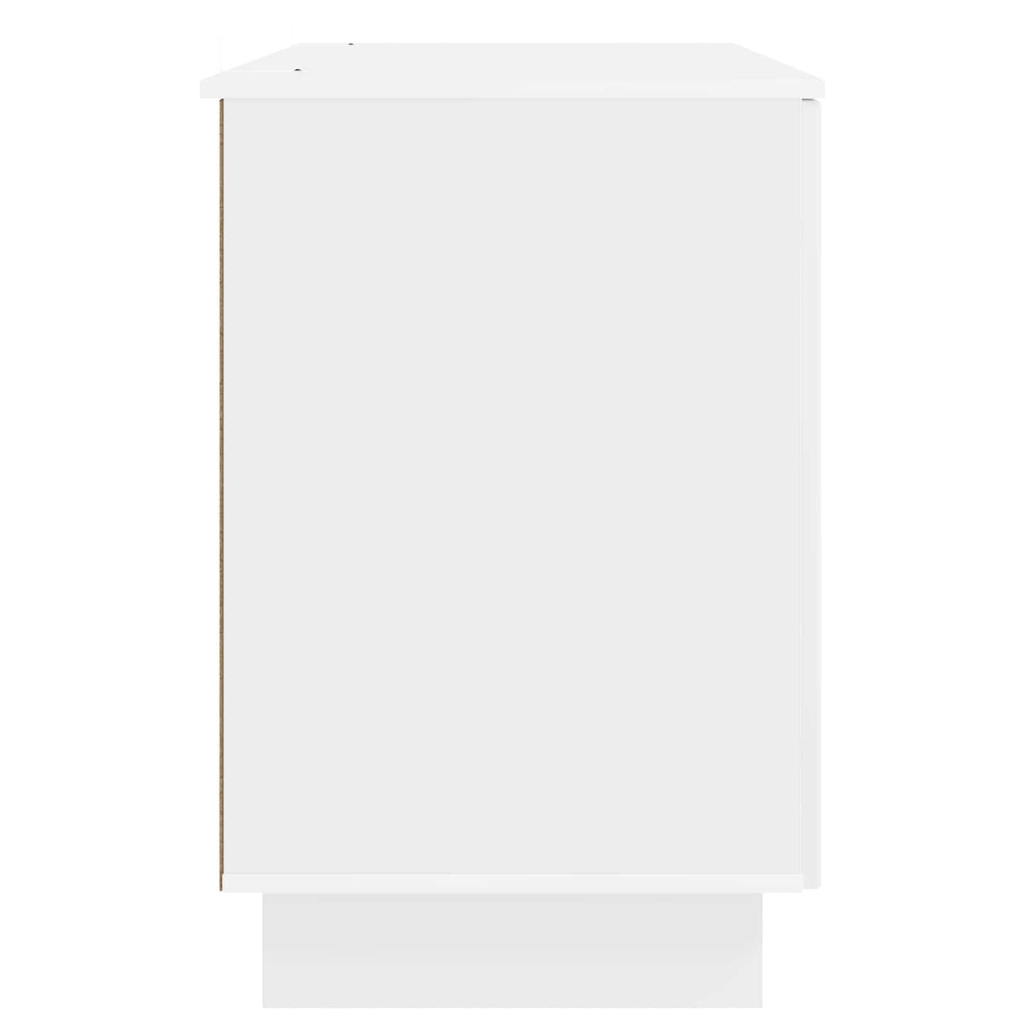 Desk High Gloss White Engineered Wood 142.5 x 50 x 75 cm