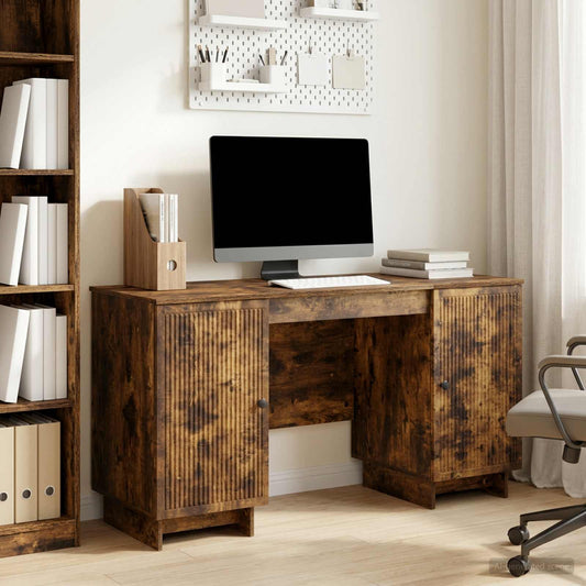 Desk Smoked Oak Engineered Wood 142.5 x 50 x 75 cm
