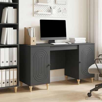 Desk with Shelf Black 142.5 x 50 x 75 cm Engineered Wood