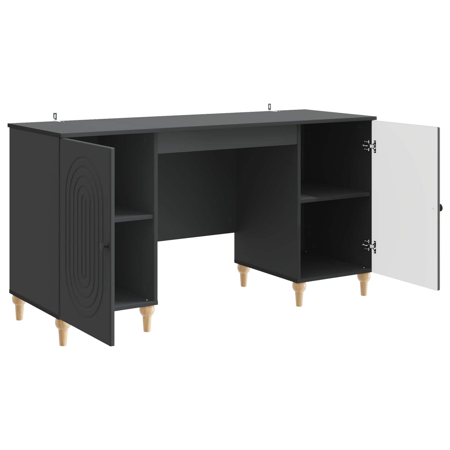 Desk with Shelf Black 142.5 x 50 x 75 cm Engineered Wood