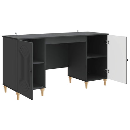 Desk with Shelf Black 142.5 x 50 x 75 cm Engineered Wood