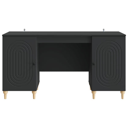Desk with Shelf Black 142.5 x 50 x 75 cm Engineered Wood
