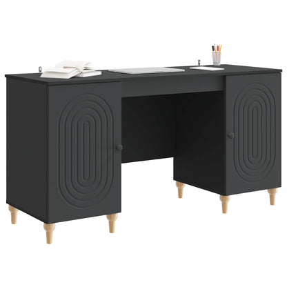 Desk with Shelf Black 142.5 x 50 x 75 cm Engineered Wood