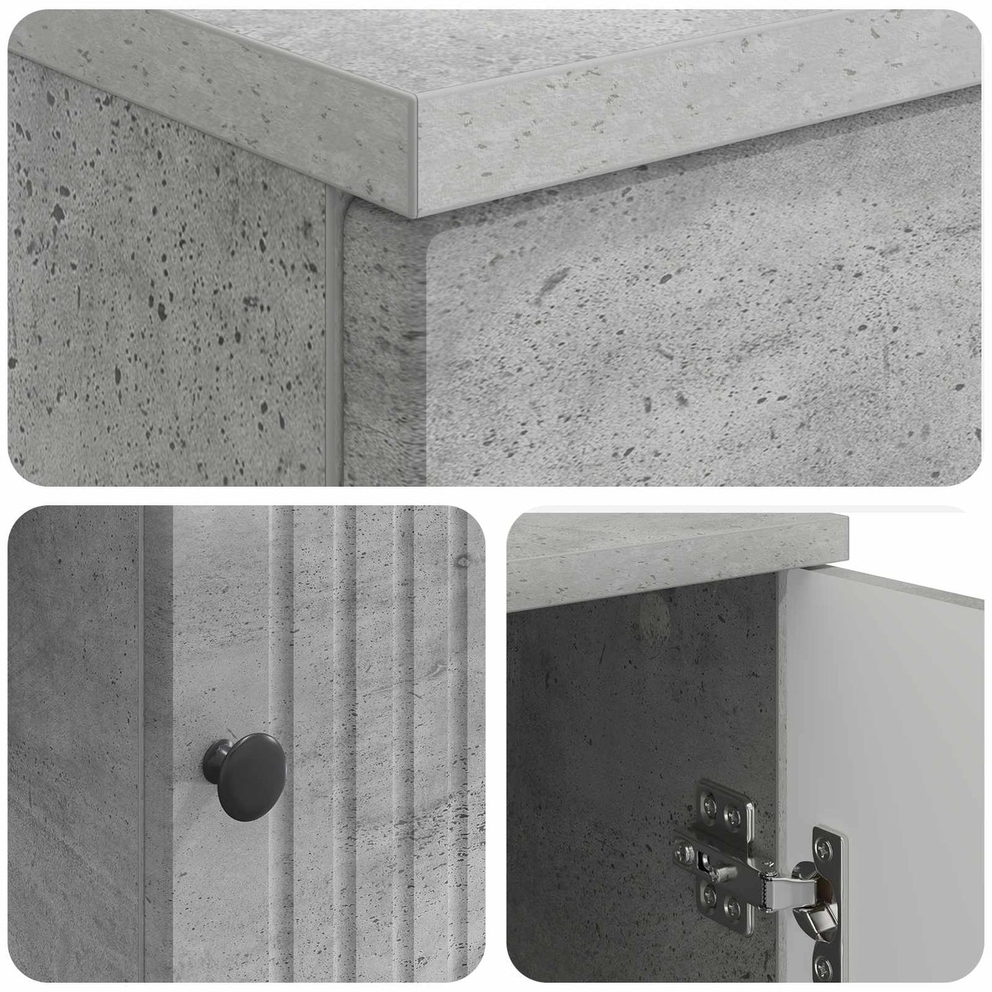 Desk with Door Concrete Grey 142.5 x 50 x 75 cm Engineered Wood