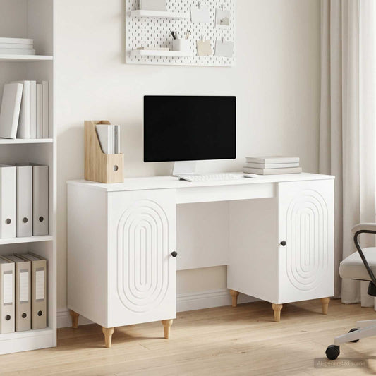 Desk Gloss White 142.5 x 50 x 75 cm Engineered Wood