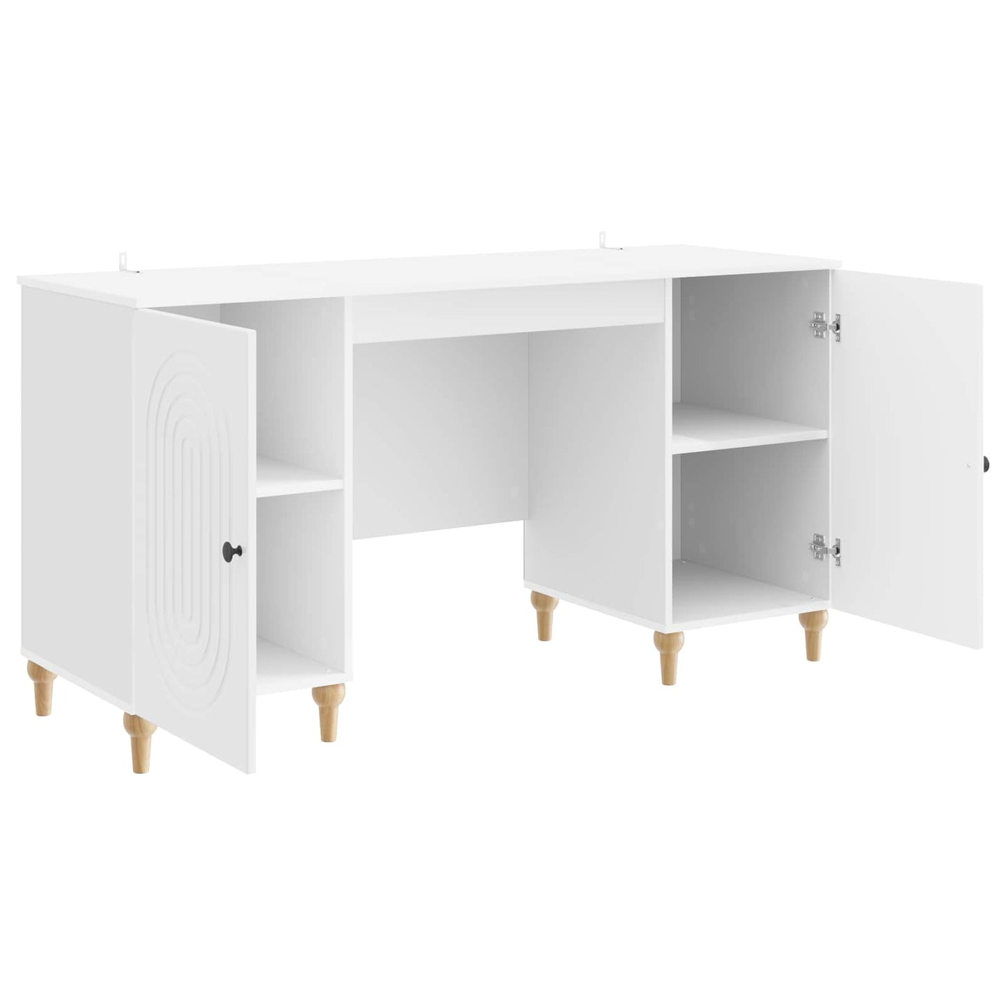 Desk with Shelf Gloss White 142.5 x 50 x 75 cm Engineered Wood