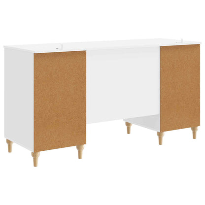 Desk with Shelf Gloss White 142.5 x 50 x 75 cm Engineered Wood