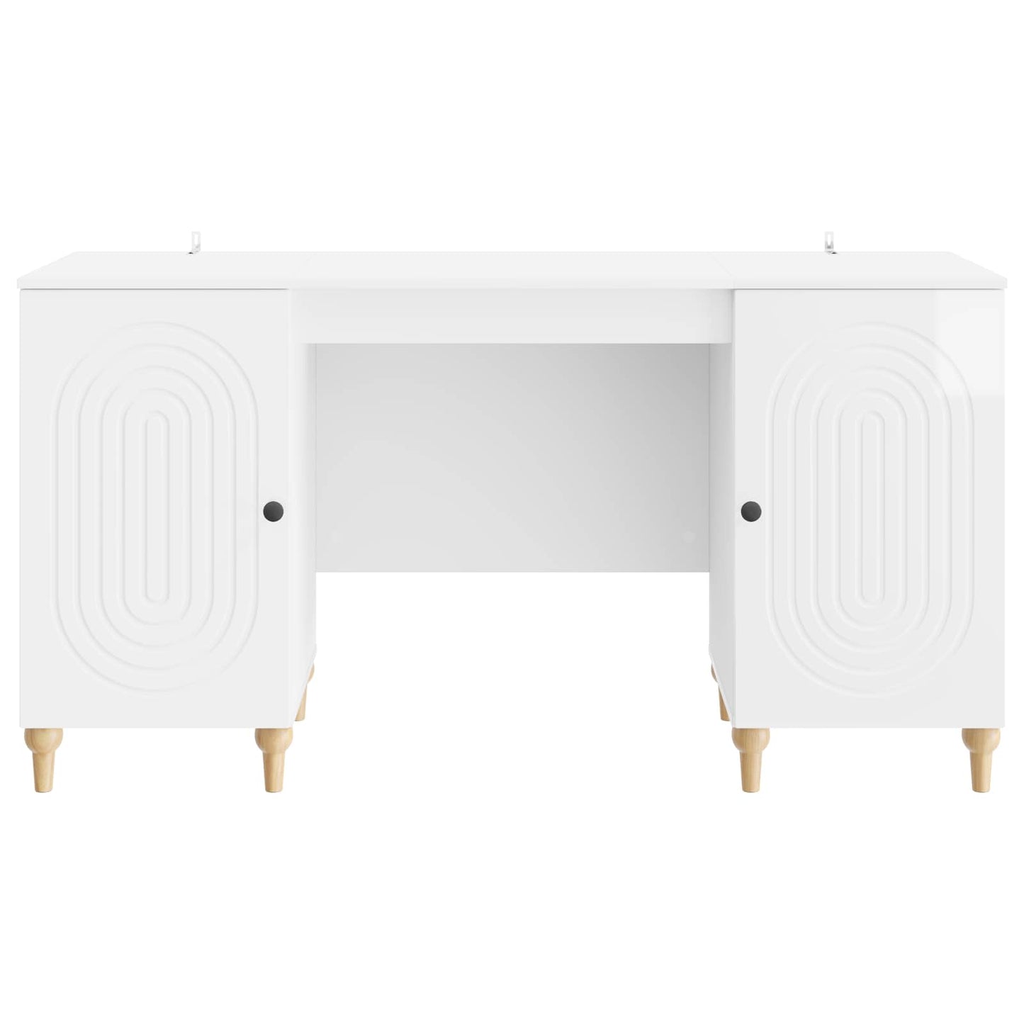 Desk with Shelf Gloss White 142.5 x 50 x 75 cm Engineered Wood