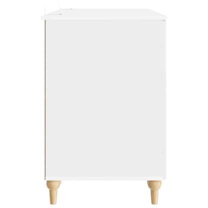 Desk with Shelf Gloss White 142.5 x 50 x 75 cm Engineered Wood