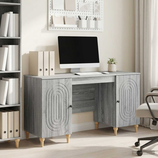 Desk Grey Sonoma 142.5 x 50 x 75 cm Engineered Wood