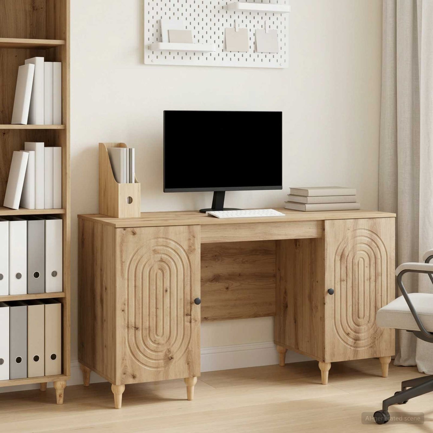 Desk with Shelf Artisan Oak 142.5 x 50 x 75 cm Engineered Wood