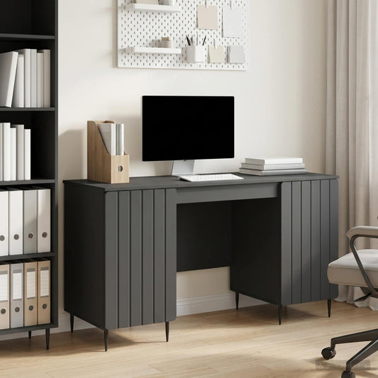 Desk with Shelf Black 142.5 x 50 x 75 cm Engineered Wood