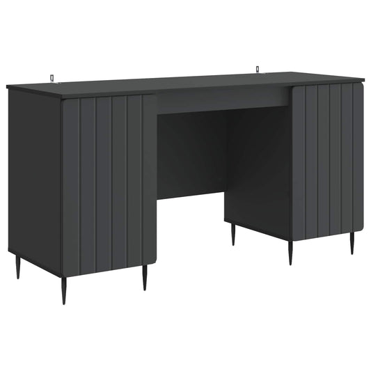 Desk with Shelf Black 142.5 x 50 x 75 cm Engineered Wood