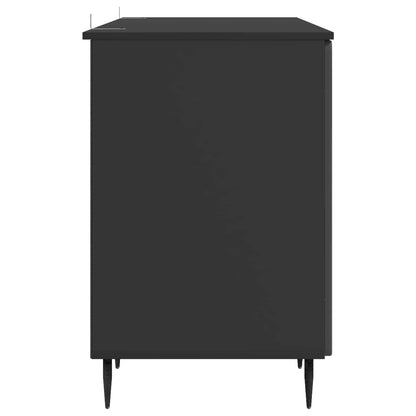 Desk with Shelf Black 142.5 x 50 x 75 cm Engineered Wood
