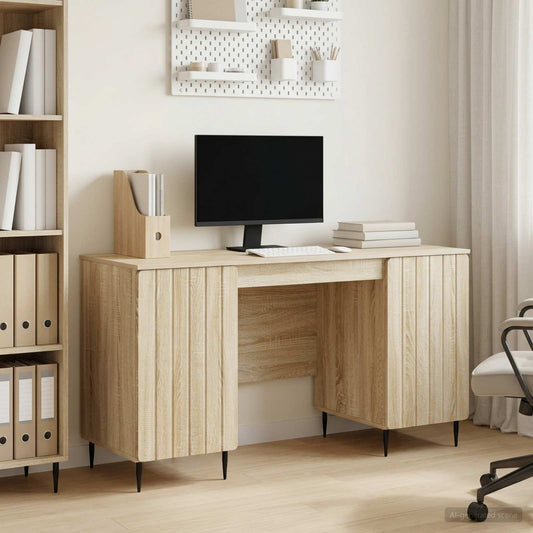 Desk with Shelf Sonoma Oak 142.5 x 50 x 75 cm Engineered Wood