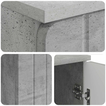 Desk with Door Concrete Grey 142.5 x 50 x 75 cm Engineered Wood