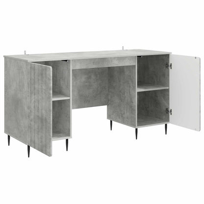Desk with Door Concrete Grey 142.5 x 50 x 75 cm Engineered Wood