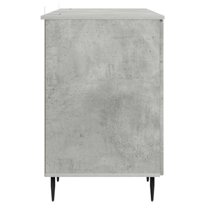 Desk with Door Concrete Grey 142.5 x 50 x 75 cm Engineered Wood