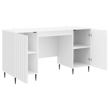 Desk High Gloss White 142.5 x 50 x 75 cm Engineered Wood