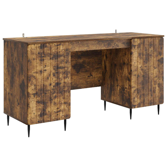 Desk with Shelf Smoked Oak 142.5 x 50 x 75 cm Engineered Wood