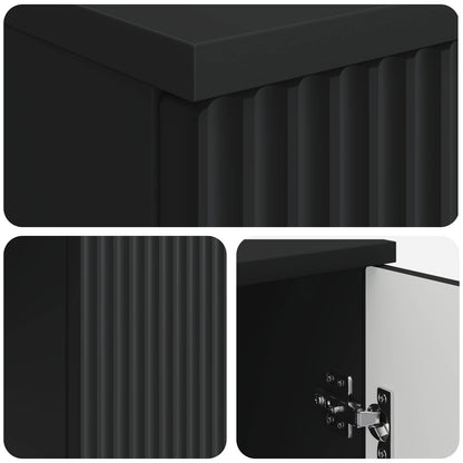 Desk with Shelf Black 142.5 x 50 x 75 cm Engineered Wood