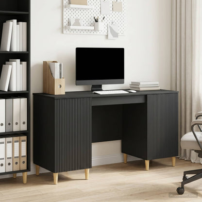 Desk with Shelf Black 142.5 x 50 x 75 cm Engineered Wood